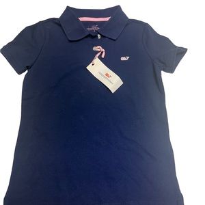 Vineyard Vines NWT girls size 7/8 navy blue polo with a pink whale cotton